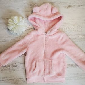🌈30% off Bundles🌈 Girls Arizona Plush Fleece Pink Bear Ear Hoodie Zip Sz 5